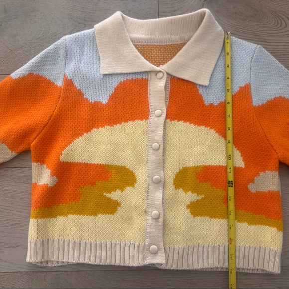 Retro cropped button up sweater size S - Picture 4 of 6